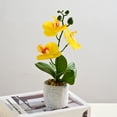 thumbnail image 2 of Injueey Flores de orquídeas artificiales Flores artificiales Phalaenopsis artificiales Flores en macetas artificiales Decoración Amarillo, 2 of 6