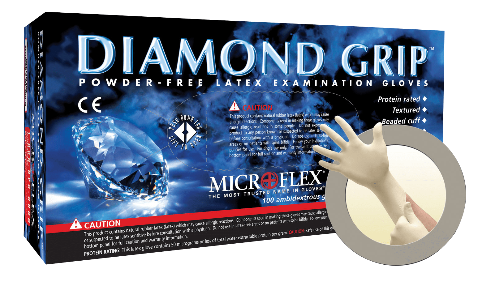 Microflex SG-375-XL Safegrip Exam Gloves Blue 10 Box per Case XL 50 per Box Pack of 500 Extended Cuff PF Latex Textured