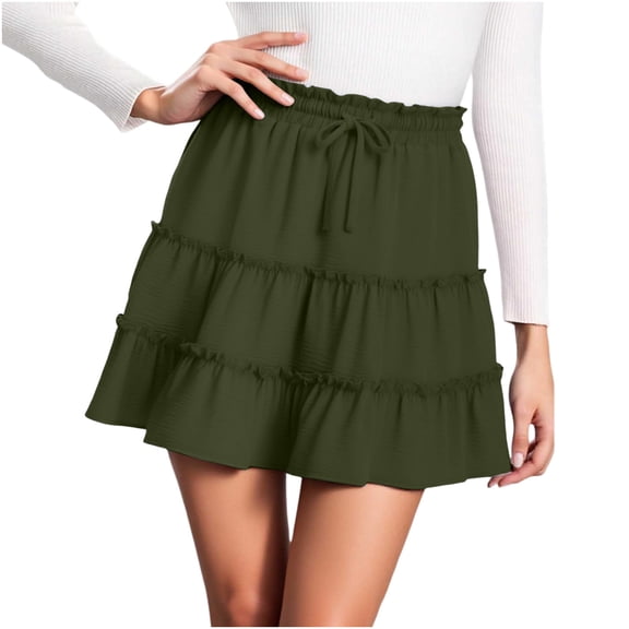 Oplxuo Womens Summer Flowy Mini Skorts Skirts High Waist Ruffle Tiered Casual Cute Boho Beach Short Skirts