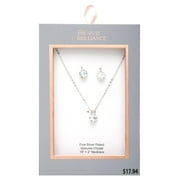 Believe by Brilliance Womens Fine Silver Plated Clear Crystal Pendant & Earring Set, 18 + 2 CHAIN
