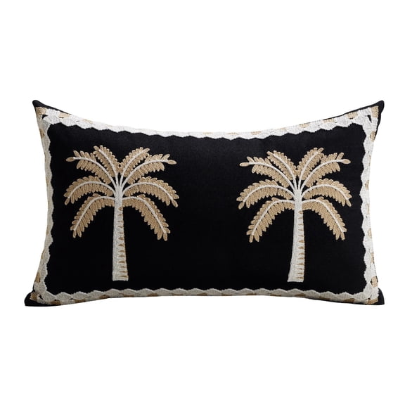 Lzobxe Soft Pillowcases, Fade Resistant Outdoor Cushion Cover, Coconuts Palm Embroidered Decorative Throw Pillow Cover for Garden Courtyard Chair
