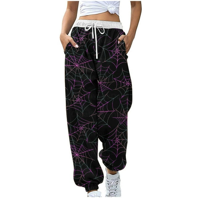 Birdeem Women Loose Casual Halloween Printed Pocket Drawstring Pants