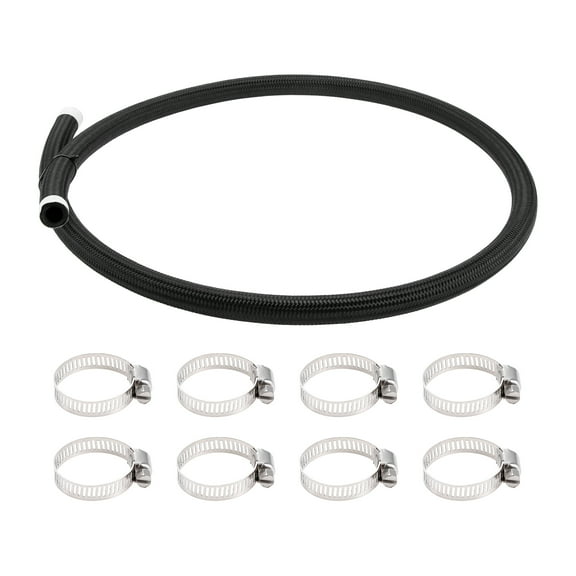 Unique Bargains 5/8" Fuel Line Kit 4.49ft Vacuum Hose Automotive Fuel Hose with 8 Clampss 1 Set