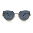 thumbnail image 3 of Womens Upside Down Half Rim Bling Pearl Metal Frame Cat Eye Sunglasses Gold - Black, 3 of 8