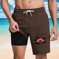 thumbnail image 2 of UVEASISHA Swimming Trunks for Men Tropical Printed Bathing Suit Drawstring Elastic Waist Surf Swimwear Water Sports Quick Dry Board Shorts with LinerBrown 3XL, 2 of 7