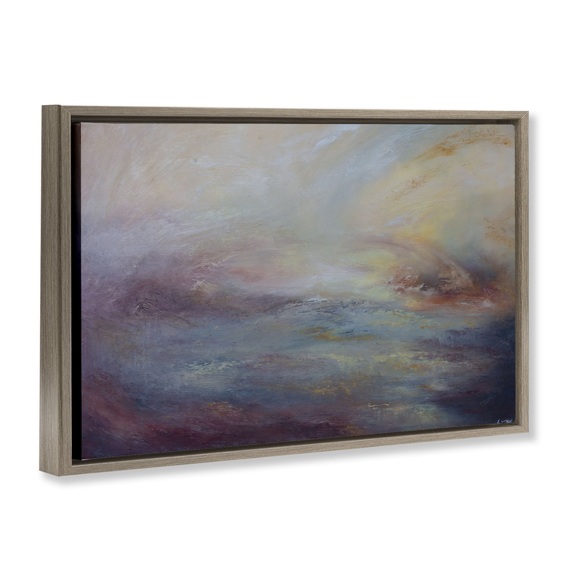 Stupell Industries Golden Hour Swirled Abstract Abstract Painting Brown Floater Framed Canvas Art Print Wall Art, 25 x 17