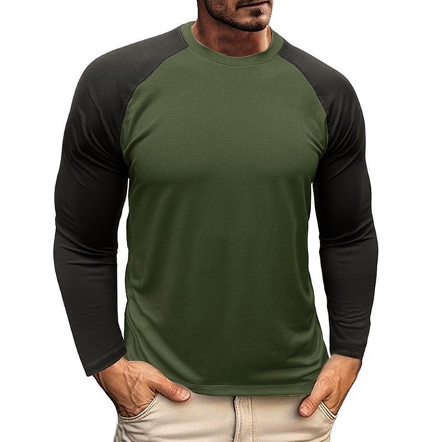 Lovzfmll Chandail Vintage à Col Rond pour Hommes, Manches Longues, Style Rétro Vert Armée, G
