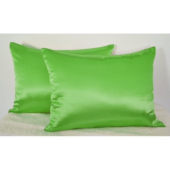 Aiking Home 350TC Bridal satin Pillow Cases, Zipper Closure (Pack of 2), Size 20''x26'', Standard-Lime
