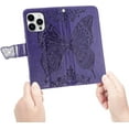 thumbnail image 5 of for iPhone 15 Pro Max Wallet Case, [Butterfly & Flower Embossed] Premium Leather Case Cover with Card Slots Kickstand Flip Case for iPhone 15 Pro Max 6.7 inch (Purple), 5 of 10