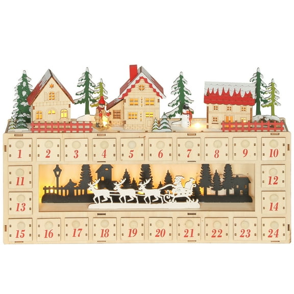 HOMCOM Lighted Christmas Advent Calendar, Advent Calendar with 24 Drawers