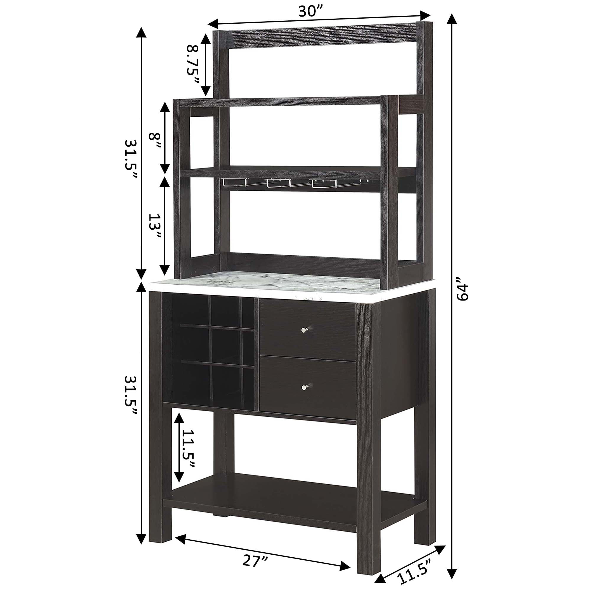 Convenience Concepts Newport Serving Bar in Espresso Wood Finish