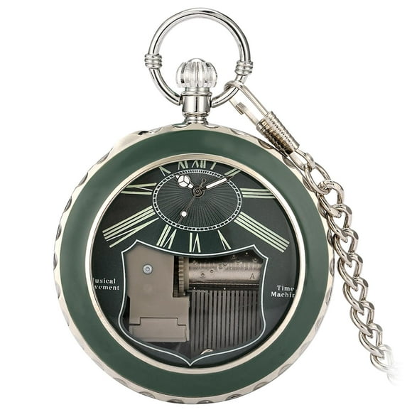 Reloj de bolsillo musical Sunnimix Vintage con Cadena Verde