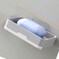 thumbnail image 3 of Soporte de plástico gris de un solo nivel, caja de jabón para inodoro, montaje en pared, sin necesidad de taladro, rejilla de drenaje para baño, 3 of 5