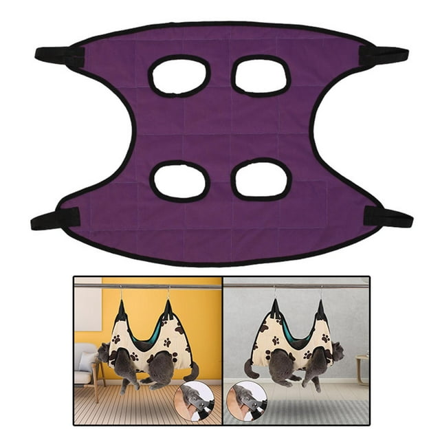 Hamaca transpirable para el atención del perro, bolsa de sujeción, arnés, hamaca, ayudante para lavar, recortar, examinar, suministros para mascotas, Púrpura L Salvador Hamaca para perros