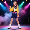 thumbnail image 3 of Guvpev G'irls Popular Singer Halloween Costume - Pop Idol Group Fantasy Stage Cosplay Outfits with Jacket, Shorts & Purple Hair Extension for Birthday Party & Halloween Cosplay Dress Up, 3 of 7