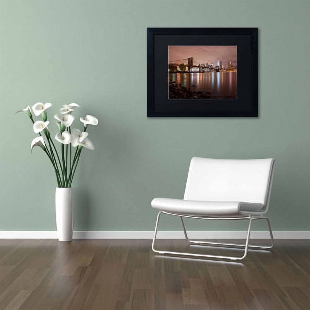 Trademark Fine Art "Jane's Carousel, Brooklyn Bridge - COLOR" Canvas Art by David Ayash, Black Matte, Black Frame