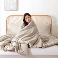 thumbnail image 6 of Oversized Queen Comforter Light Khaki, 3pcs (1 Comforter & 2 Pillowcases) Lightweight Oversized Queen Comforter Sets Bedding Blanket Quilts, 6 of 9