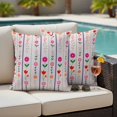 thumbnail image 4 of Purple Pink Spring Floral Outdoor Waterproof Pillow Covers, Colorful Summer Flowers Botanical Decorative Square Throw Pillowcase Sofa Cushion Sham for Patio/Couch/Chair, 26"x26" 2 Pack, 4 of 8
