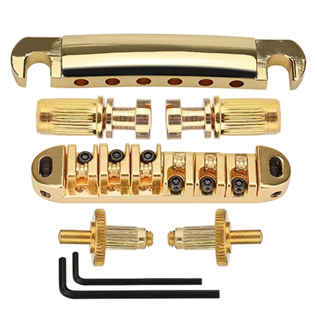 Juego de piezas de repuesto de guitarra plateada, rodillo de guitarra de pieza trasera de puente de bloqueo, Kits de puente de sillín, para regalo de Oro CUTICAT Puente de cordal