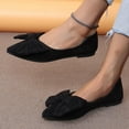 thumbnail image 5 of Dakaela Bowknot Ballet Flats Womens Pointy Toe Suede Dress Shoes Casual Work Slip on Moccasin Black 7, 5 of 7