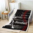 thumbnail image 2 of Boys Baseball Vintage USA Flag Throw Blanket for Girls & Kids - Fuzzy Fleece Retro Decor Blanket 40"X50", 2 of 5