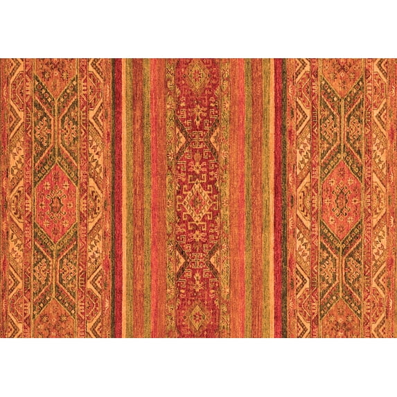 Ahgly Company Indoor Rectangle Abstract Orange Modern Area Rugs, 5' x 7'