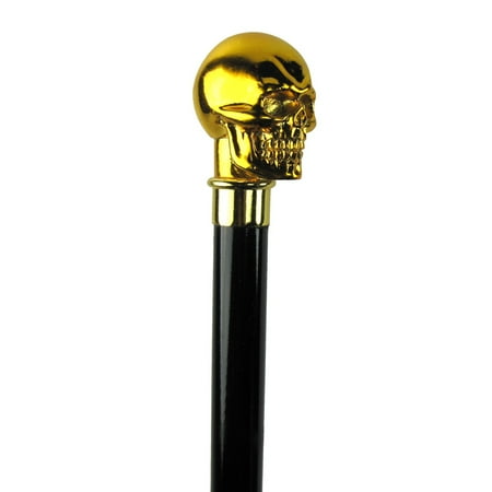 Skull Head City Stick - New Gold Skull Handle Metal Shaft Cane Skeleton Head Walking Stick Sturdy Canes