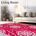 thumbnail image 2 of ODIKA 8'x10' Machine Washable Non-Slip Area Rug, Snowflake Medallion Festive Interlocking Winter Holiday Accent Design High Traffic Rug, Red, 509470, 2 of 7