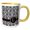Yellow/White, variant on 3drose, Letter C Personal Monogrammed Damask Pattern-personalized Initial, 11oz Magic Transforming Mug