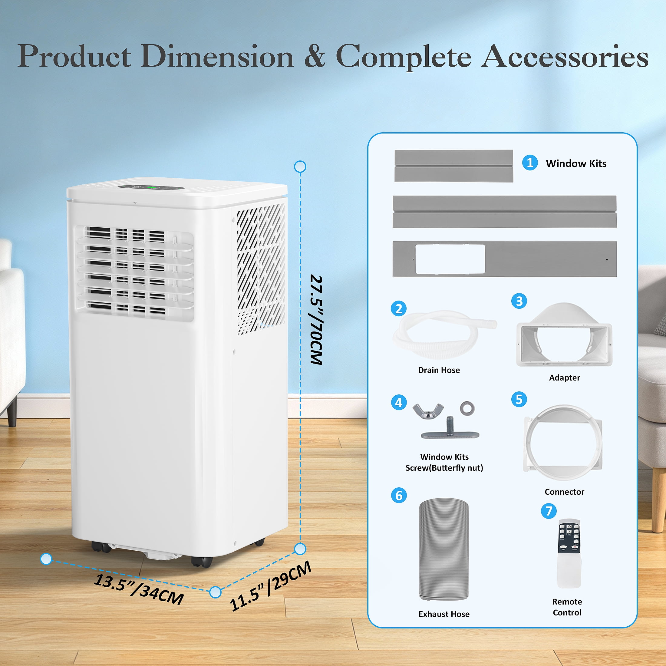 LifePlus WiFi Enabled Portable Air Conditioner 10000BTU Ashrae (6000BTU) Indoor Room AC Unit Dehumidifier Window Kit Remote Control Easy&Efficient Bedroom