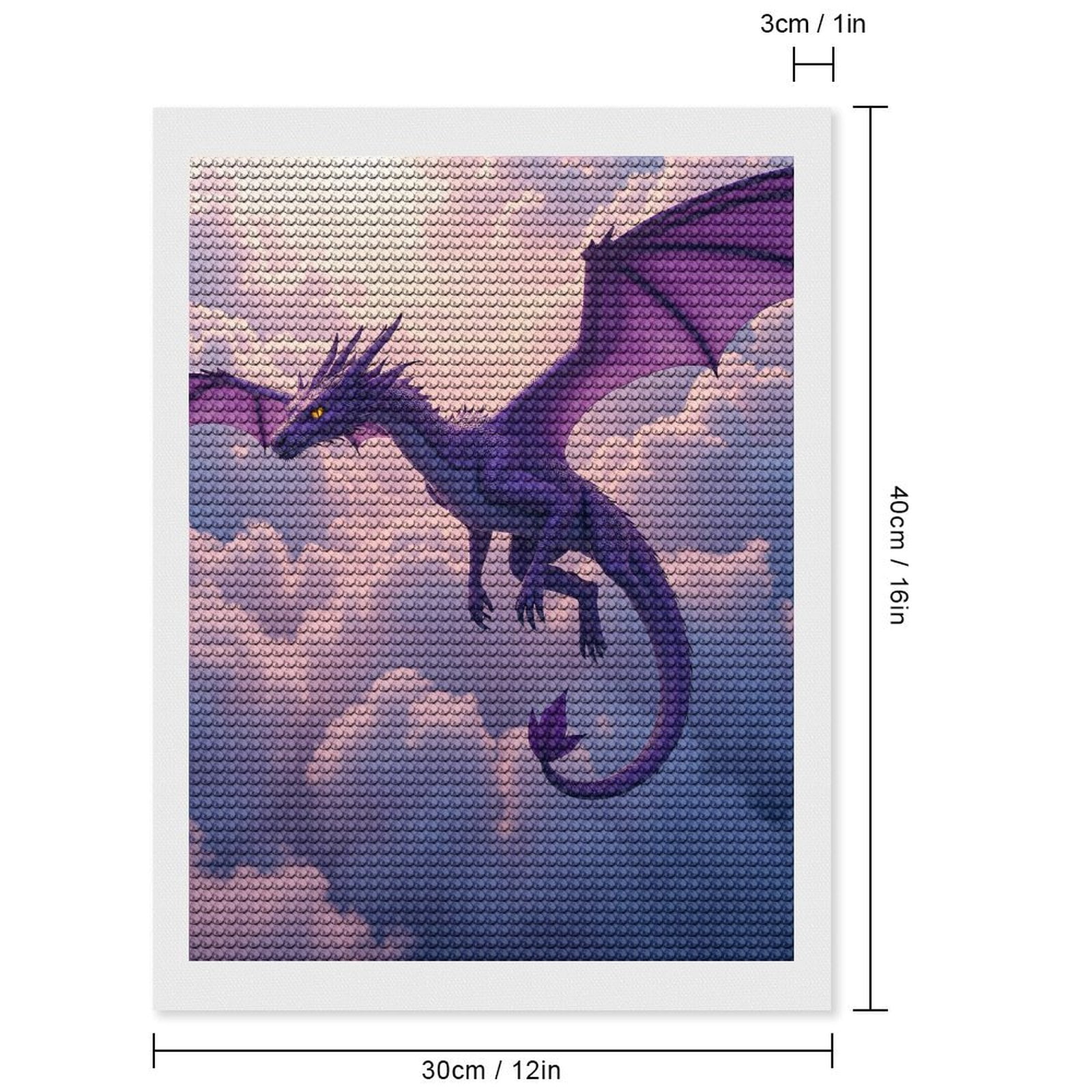 Diamond Art Kits for Adults, Purple Dragon Flying In Clouds 5D Diamond Painting Kits for Adults Beginners, DIY Full Drill Diamond Painting, Gem Art and Crafts 12x16