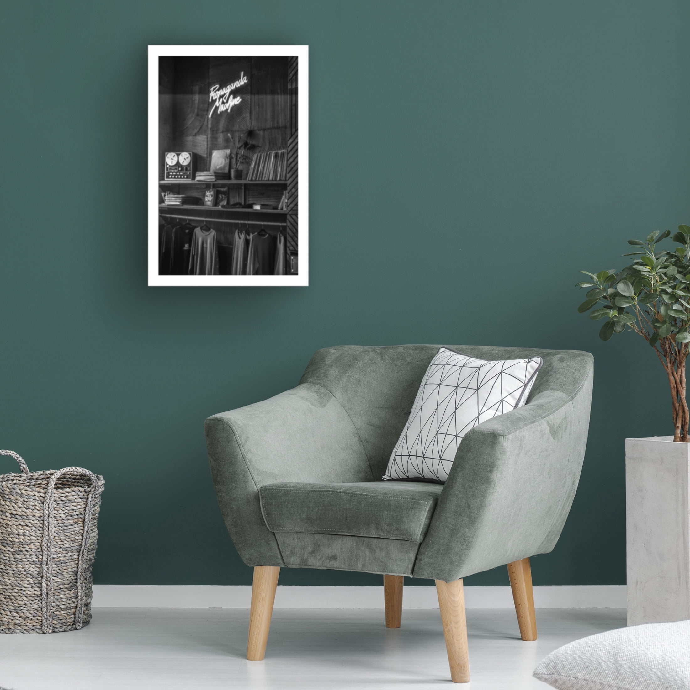 Canvas Wall Art - Yury A Melnikov 'Coffee Shop Interior Tape Recorder Books Jumpers' Wall Art for Living Room, Bedroom, or Office Décor by Trademark Fine Art - 12 x 19 Inches