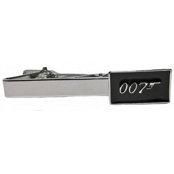 James Bond 007 Silvertone/Black Enamel Metal Tie Clip