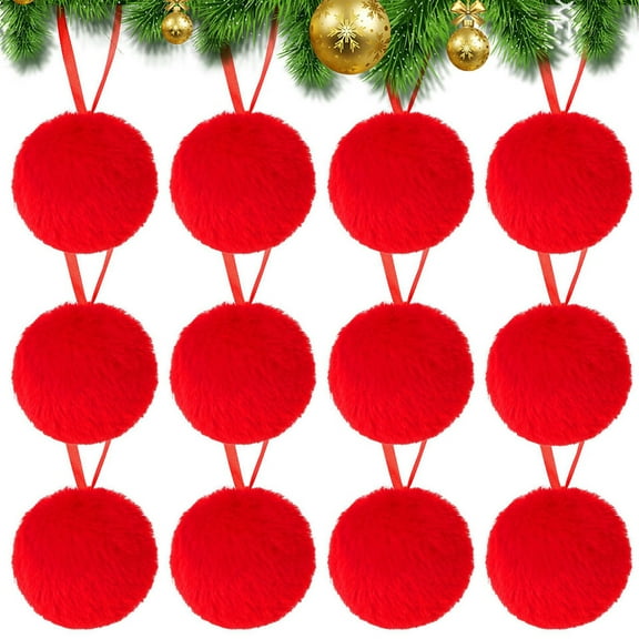 Hvmvliv Christmas Ornaments 12Pc 2.34inch Red Christmas Balls Decorations Shatterproof Plush Balls Hangings for Tree Suitable for Xmas Tree Ornaments Red