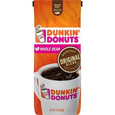 Dunkin Donuts Original Blend Medium Roast Whole Bean Coffee, 12 Ounces (Pack of 6)