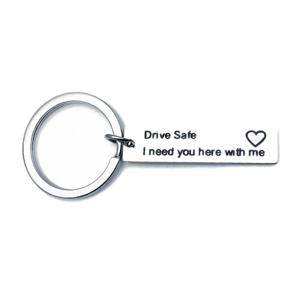 Letters engraved drive safe personalized custom keyring stainless steel 