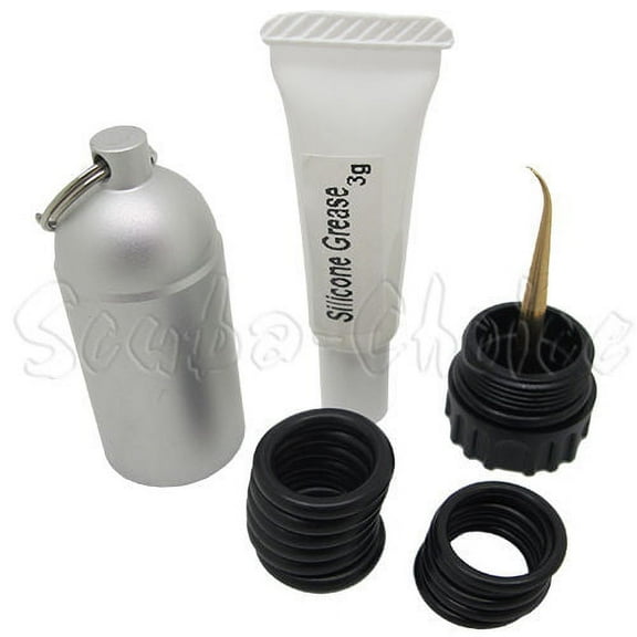 Scuba Choice Scuba Diving Mini Tank Key Ring with O-Rings and Silicone Grease 3g, Silver