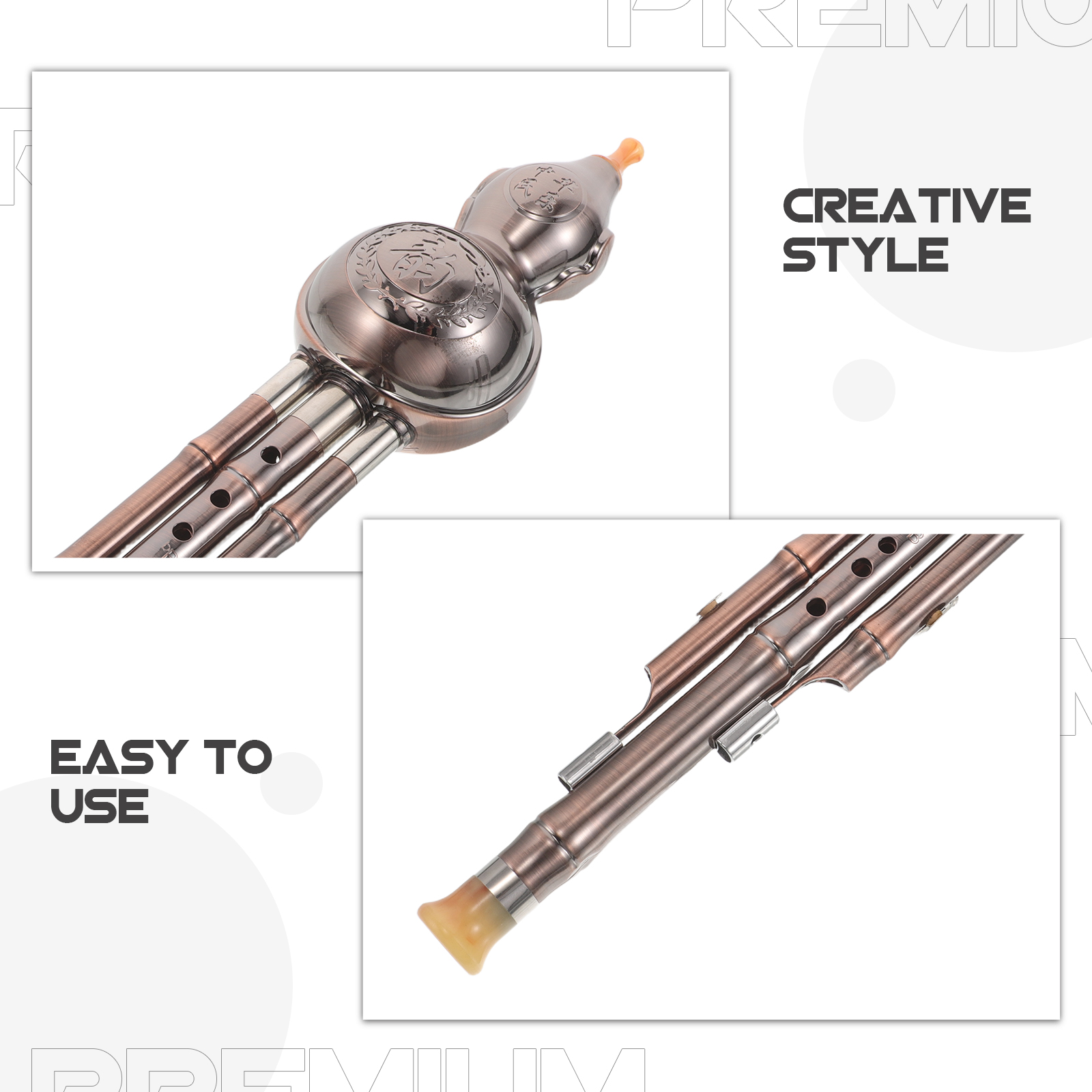 OUNONA Chinese B Key Hulusi Flute Coffee with Copper Plated Finish for Student Performance