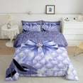 thumbnail image 2 of Erosebridal Crystal Bow Bedding Twin Comforter Set,Glitter High Heels Down Comforter,Lightweight Reversible Bedding Sets Twin with Comforter,Geometric Plaid Decor,3pcs, 2 of 8