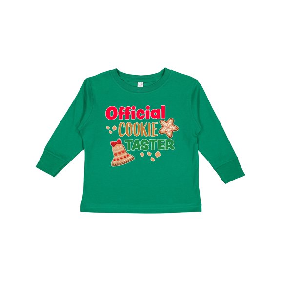 Inktastic Christmas Official Cookie Taster with Bell and Star Cookie Boys or Girls Long Sleeve Toddler T-Shirt