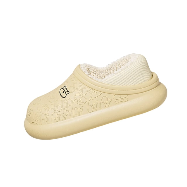 Wdhugt Semelle Épaisse Douce Imperméable Doublée de Molleton Chaude Pantoufles à Bout Fermé pour Hommes et Femmes Intérieur Extérieur Tenue de Maison Design pour Couples Jaune Taille 40 Eu 39-40 Us 7.5-8.5 Longueur du Pied 10.04 Pouces