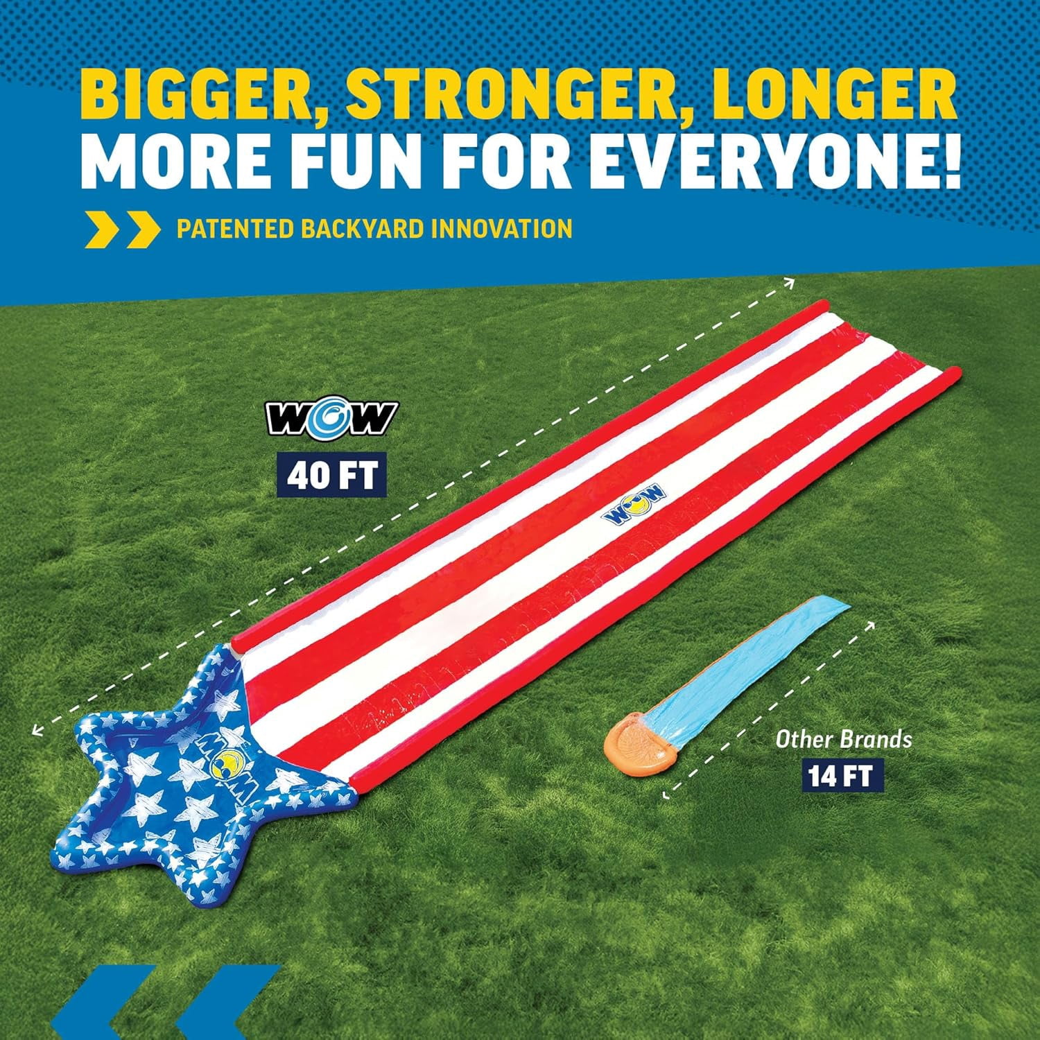 WOW Sports Americana Stars & Stripes Giant 40ft Backyard Super Slide