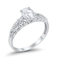 thumbnail image 3 of Solitaire Floral Accent Oval CZ Wedding Ring 925 Sterling Silver Size 4, 3 of 3