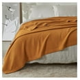 thumbnail image 2 of 100% Cotton Waffle Weave Throw Blanket | Yellow Waffle Knit Blanket | Ultra-Soft, All Season Textured Blankets & Throws for Bed, Couch, or Chair (50" x 60", Bronze), 2 of 6