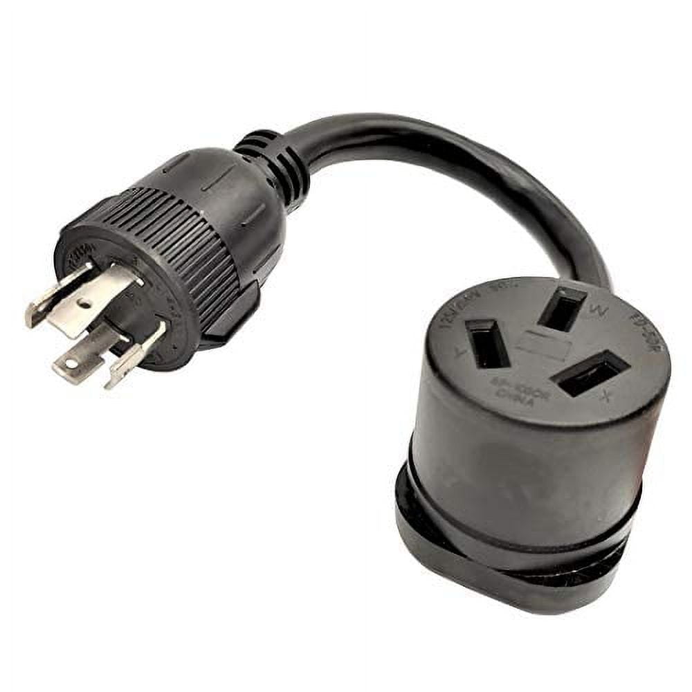 Parkworld 61810 Adapter Cord 4 Prong Generator Plug L14-30P to 10-50R Electric Stove Receptacle, NEMA L14-30 Generator Male to NEMA 10-50R Electric Stove Female, 30A 250V 7500W, 1FT