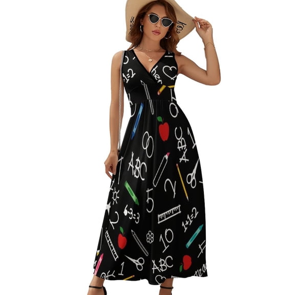SCHOOL EDUCATION Dress Summer Street Style Bohemia Long Dresses Female Sleeveless Printed Maxi Dress