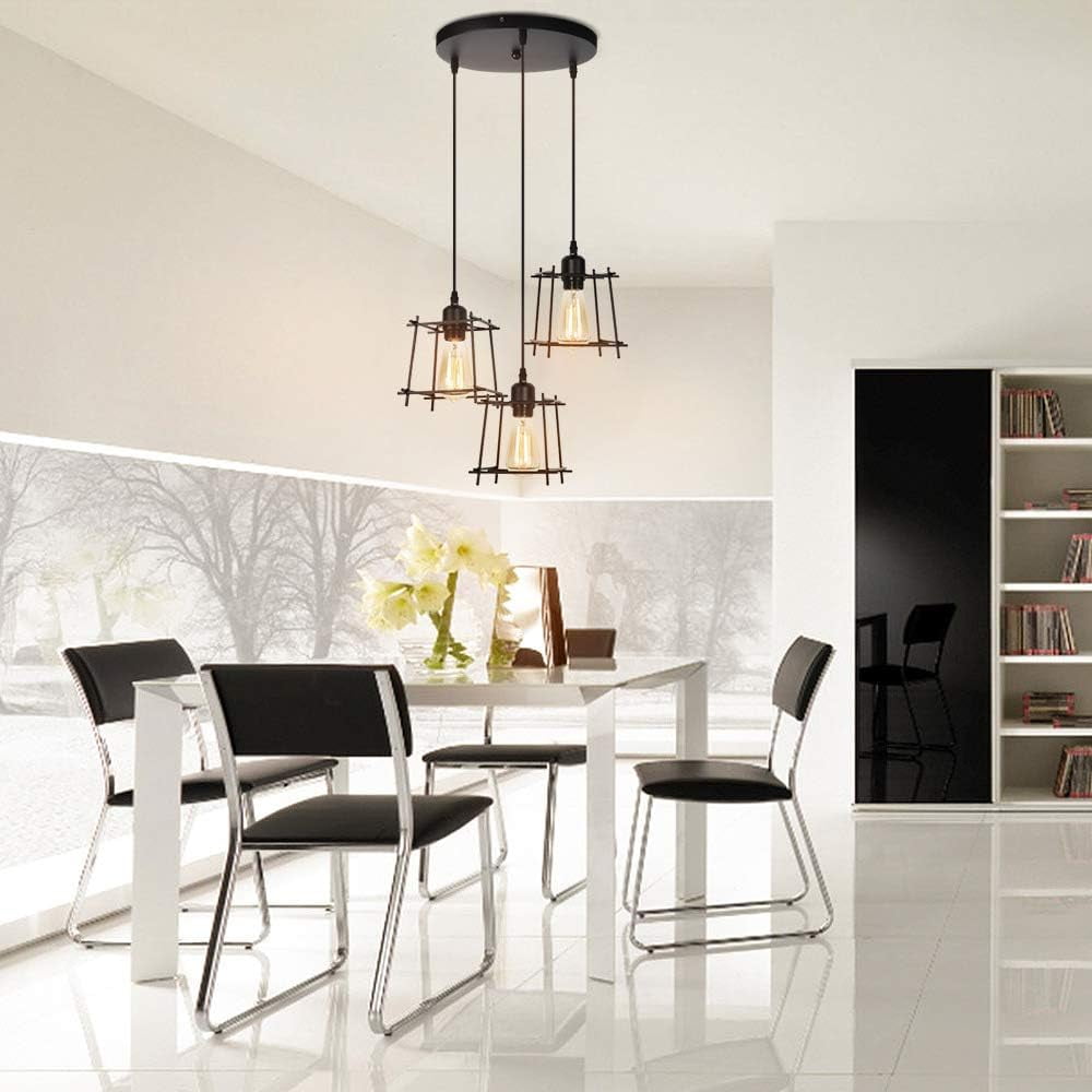 Oumilen Vintage 3 Lights Ceiling Pendant Lights Black