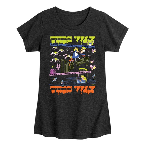 Alice in Wonderland - Wrong Way Alice - Youth Girls Fitted Short Sleeve T-Shirt
