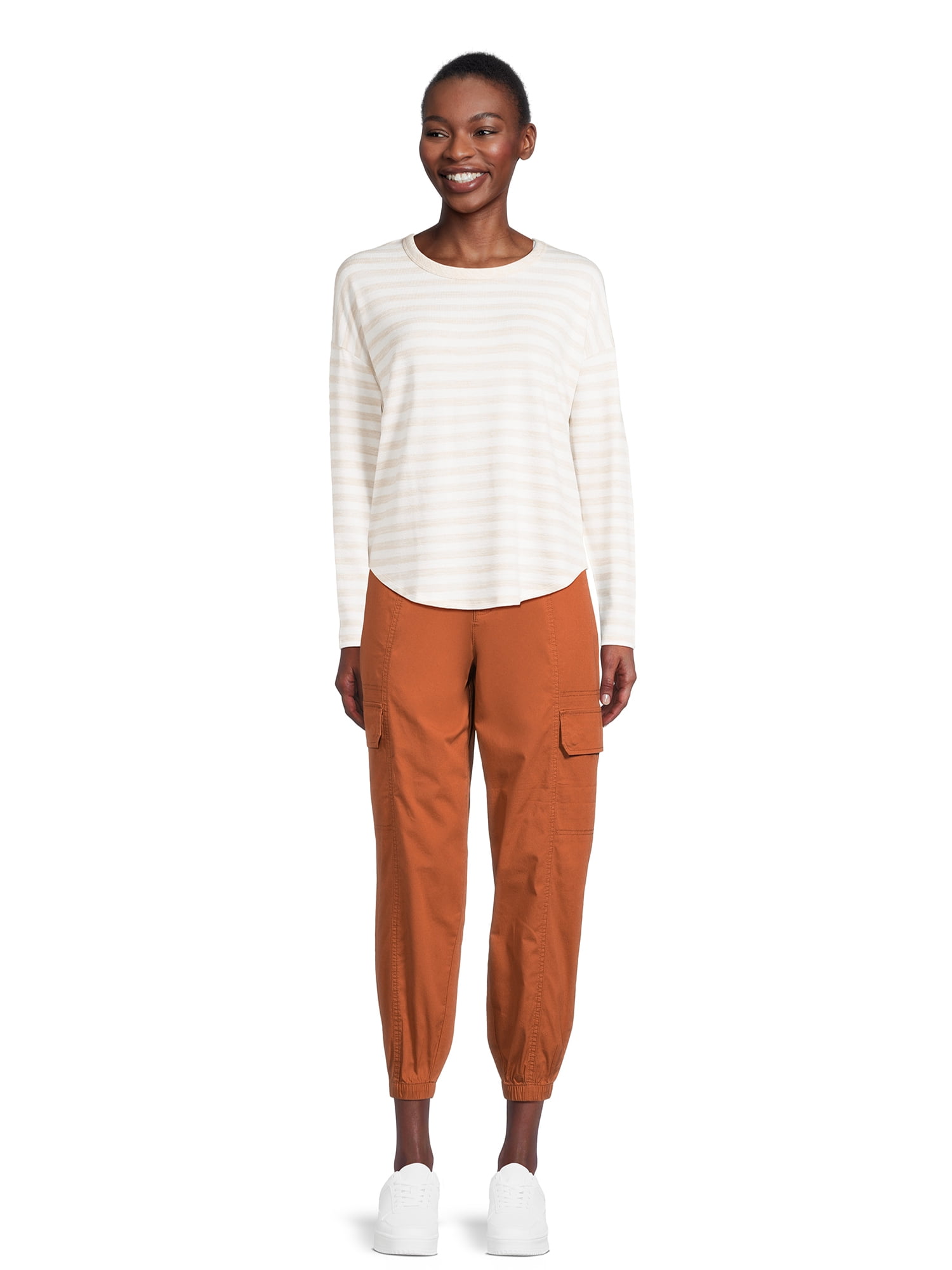 Time and Tru Women's Parachute Cargo Jogger Pants, 26", 27", 28" Inseam, Sizes XS-XXXL