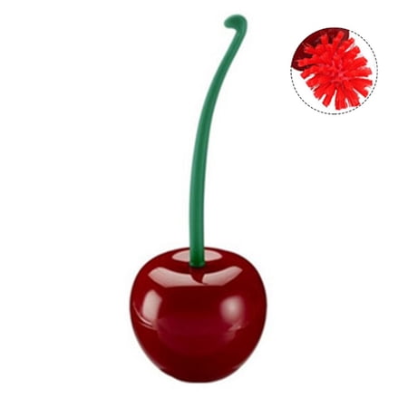 Set Creative Thickened Brush Head Cherry Shaped Strong Decontamination Save Space For Home Easy to Clean Toilet Brush Cleaning Tools Cleaning Brush Bathroom Accessories WINE RED
